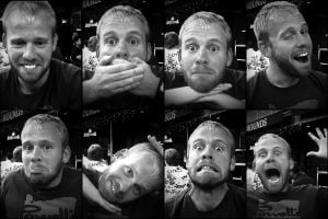 An eight photo series known as an octuplet in black and white of my friend Mark.