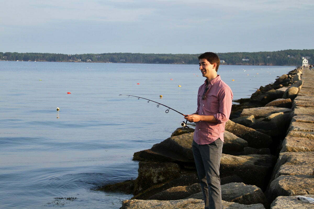 Me fishing off the breakwater in Maine.